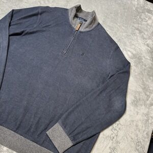 Disney‎ Parks Mens Blue Gray Quarter Zip Size Large Preppy Casual Outdoor